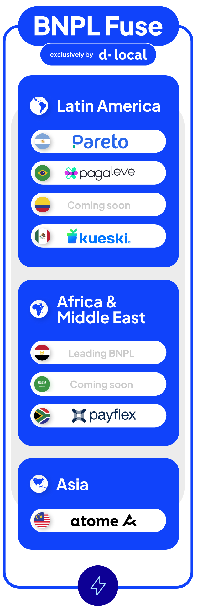 Leading BNPL providers, global reach